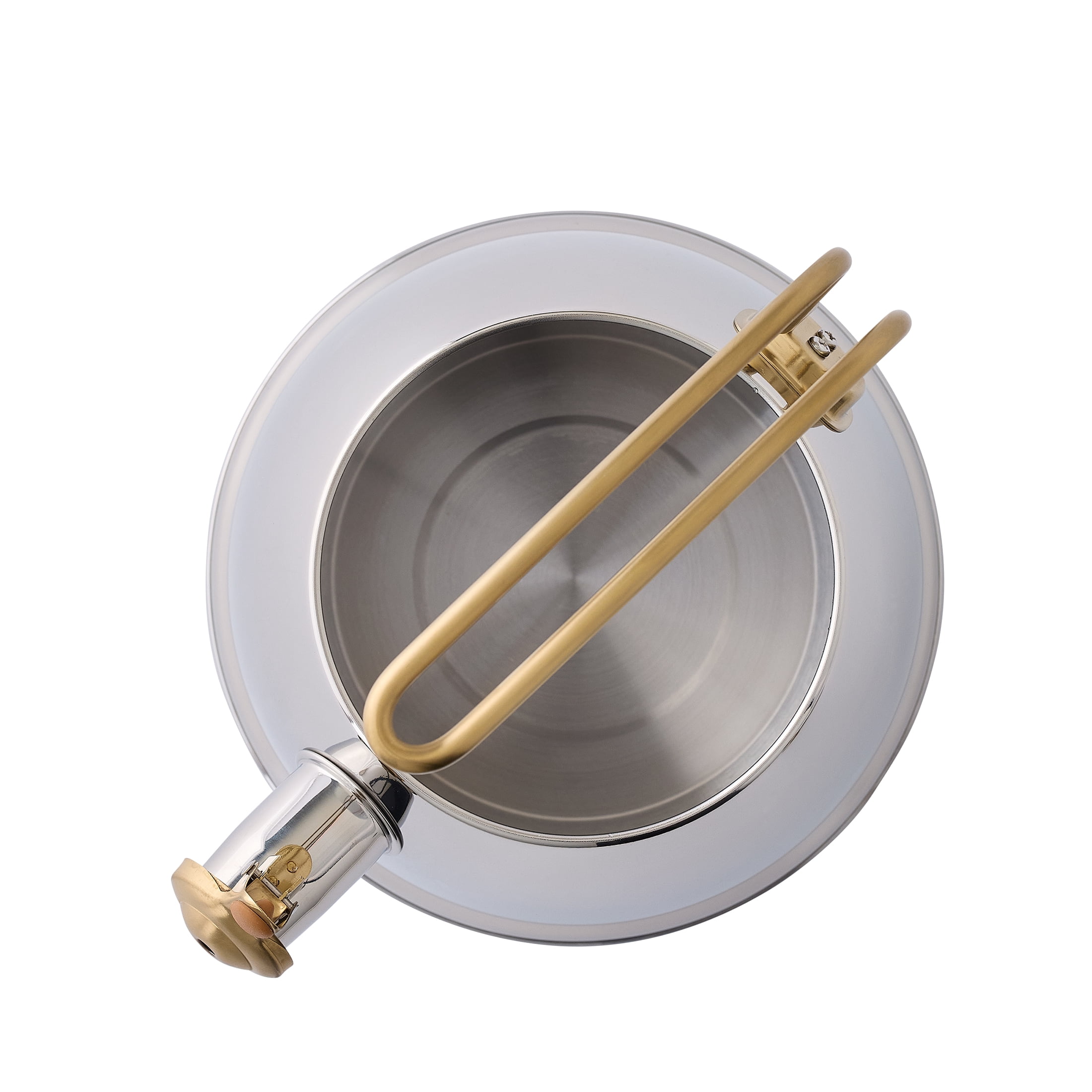 Better Homes & Gardens 1.8-Quart Stainless Steel Whistling Tea Kettle, Gold Accents