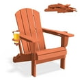 thumbnail image 3 of JUSTLET Folding Adirondack Chair, All-Weather Fire Pit Chairs, HDPE Adirondack Chairs with 2 Cup Holder, Outdoor Lawn Chair for Patio Garden, Orange, 3 of 10