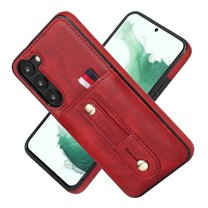 Nalacover Case for Samsung Galaxy S23 FE Wallet Case Hidden Card Slots Holder, Premium PU Leather Loop Finger Strap TPU Shockproof Lens Protection Cover for Samsung Galaxy S23 FE, Red