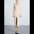thumbnail image 4 of Vestido Tipo Suéter con Cuello en V, Abertura Frontal y Botones Acanalados para Mujer Crema M, 4 of 7