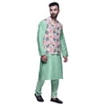 thumbnail image 2 of Atasi Mandarin Collar Traditional Solid Kurta Pajama with Printed Jacket Set, 2 of 3