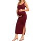 thumbnail image 3 of Ekouaer Women Sleeveless Tank Maternity Dress Ribbed Knit Pregnancy Midi Dresses Ruch Side Stretchy Pregnancy Clothes S-XXL, 3 of 5