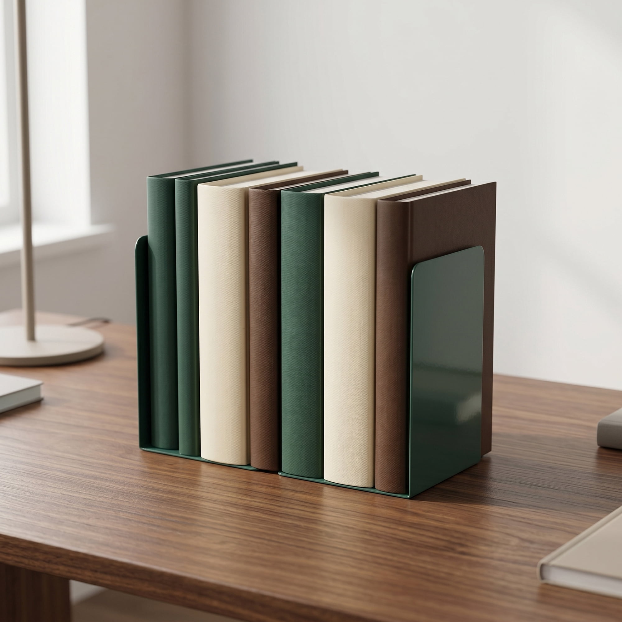 Unique Bargains Expandable L-Shaped Bookends with Compartments Home 2 Pcs Dark Green 5.2"L x 4.1"W x 7.7"H