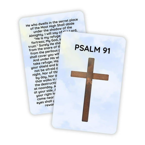 Lashicorn Psalms 91 Bible Verse Wallet Card 5pk 2.1x3.4 Plastic Encouragement Christian Gift Prayer Protection Driving He is My Refuge and My Fortress His Truth Faith Clouds