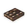 thumbnail image 3 of DecMode 11" x 3" Dark Brown Mango Wood Tic Tac Toe Game Set with Gold Inlay, 1-Piece, 3 of 6