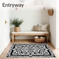 thumbnail image 3 of ODIKA 3'x5' Machine Washable Non-Slip Area Rug, Vintage Holly Berry Christmas Decorative Floor High Traffic Rug with Pad, Black, 651636, 3 of 8