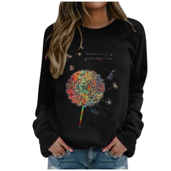 Wyzesi Sweat-Shirt en Polaire pour Filles Mode Féminine Imprimé à Manches Longues Sweat-Shirt à Capuche Blouse Décontractée Pull