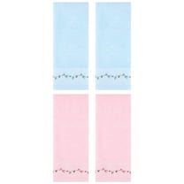 Unique Bargains 4 Pcs Floral Embroidered Soft Hand Towels 13" x 29" Pink/Blue