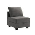thumbnail image 2 of HONBAY Velvet Armless Chair Middle Module for Moduler Sofa, Dull Grey, 2 of 6
