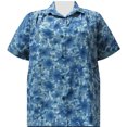 thumbnail image 1 of A Personal Touch Women's Plus Size Short Sleeve Button-Front Print Blouse with Shirring Blue Maura - 3X, 1 of 3