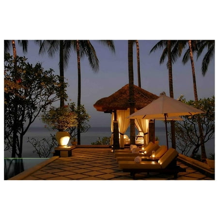 - LED Lighted Tiki Hut Relaxation Scene Canvas Wall Art 15.75