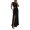 Black, variant on Lady Evening Dress - Pleated Slit Hem Floor Length, Rhinestone Decor Sleeveless, Round Neck High Waist Maxi Dress