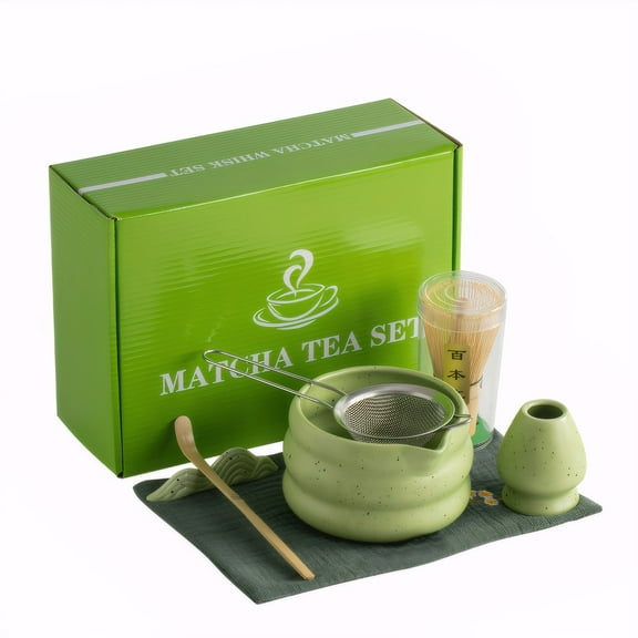 TTFP Matcha Whisk Set - 7 PCS Japanese Matcha Tea Kit for Tea Lovers (Green)