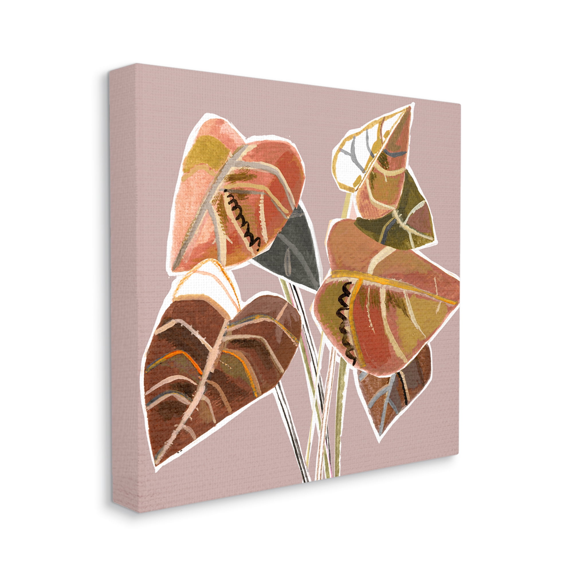 Stupell Industries Arrowhead Plant Vine Ornamented Fall Leaves Cubist Painting,36 x 36, Design by Pope