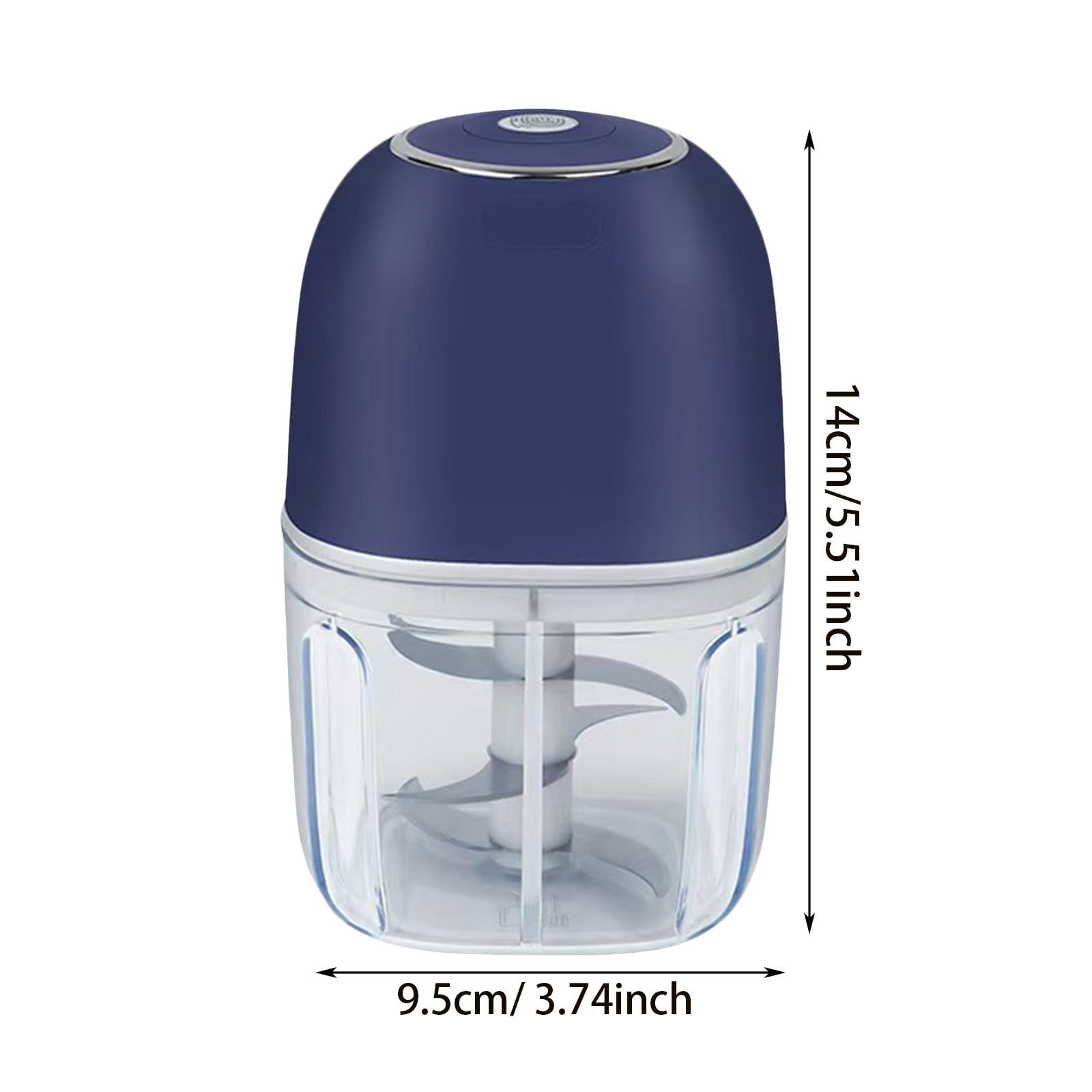 VMWMSSR High-Efficiency Garlic Chopper Electric, Easy Clean Mini 350Ml Food Processor, One-Touch Design Stainless Steel Blade Food Grinder For Kitchen, Camping & Travel Use Blue-14cm
