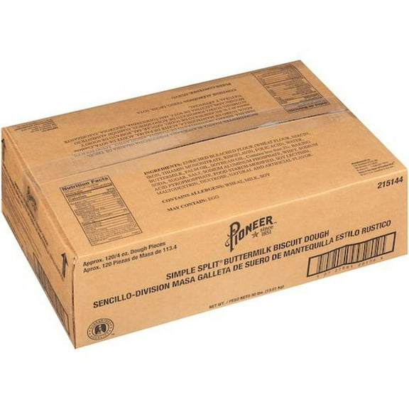 Pioneer Simple Split Buttermilk Biscuit Dough, 4 Ounce -- 120 per case.