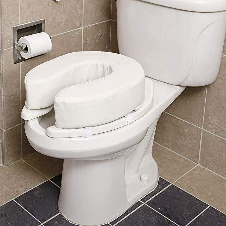 DMI Raised Toilet Seat Toilet Seat Riser Seat Cushion and Toilet Seat Cover to Add Extra Padding to the Toilet Seat while Relieving Pressure 4 Inch Pad White Walmart