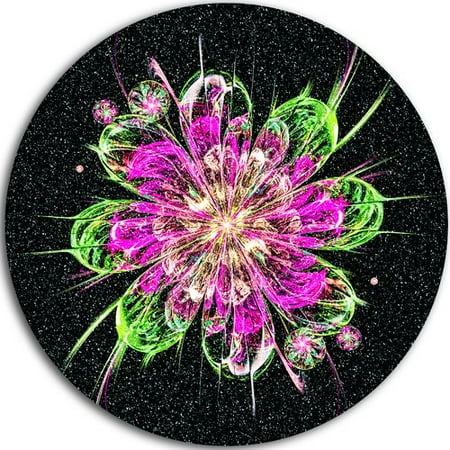 Act Green - Design Art 'Perfect Fractal Flower in Purple and Green' Graphic Art Print on Metal