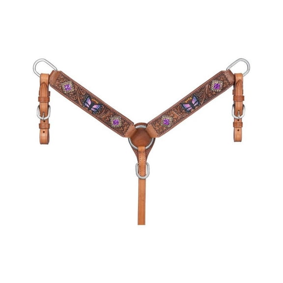 Silver Royal Breast Collar Butterfly Hand Carved Mini Brown 45-2625MN