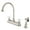 Nickel, variant on Kingston KB3758PXBS Restoration Two-Handle 4-Hole 8" Centerset Kitchen Faucet with Brass Sprayer in Brushed Nickel