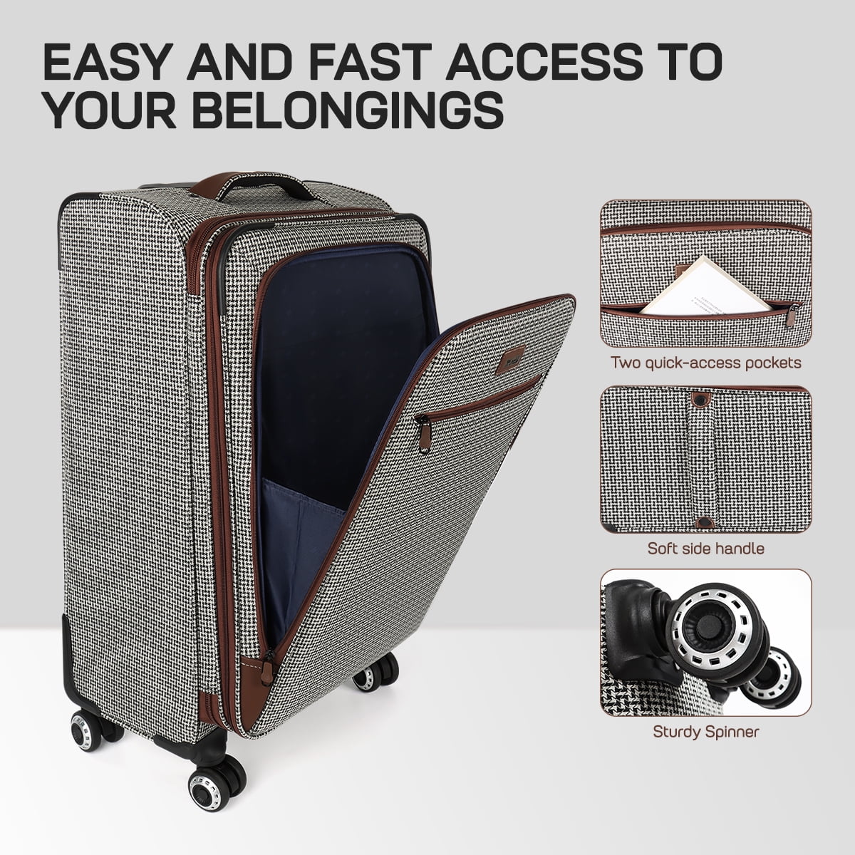 3 Piece Softside Luggage Set Lightweight Spinner Expandable Suitcases with TSA Lock, 20"/26"/30", XJ2511#8