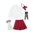 thumbnail image 4 of renvena Kids Girls School Uniform Skirt Set Japanese Anime Costume Outfit 3-16 Type A Burgundy 11-12, 4 of 7