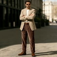 thumbnail image 5 of qucoqpe Men's Velvet Trousers Fashion Casual Holiday Solid Color Dress Pants with Pockets, 5 of 10