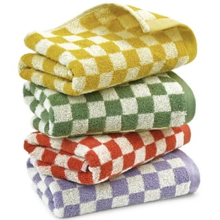 Checkered Hand Towels Minimalist Checkerboard Fingertip Towels Bath Towel  Set for Bathroom Dorm Teens (Bath Towel, Blue)