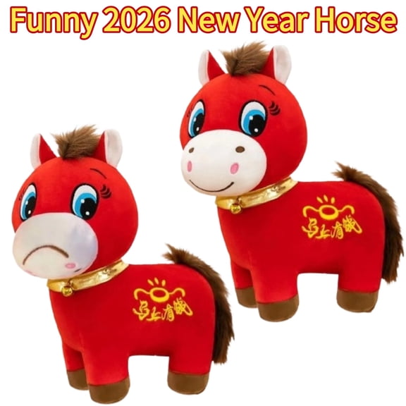 Year of The Horse Plush Smiling/Crying Horse 7.87 in Chinese New Year Horse Plush, New Year Home Decor Cuddly Stuffed Animals and Toys Figurine, Holiday Zodiac Gifts for Tabletop Doll - Cry 7.8in