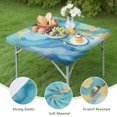 thumbnail image 4 of Blue and Gold Marble Wavy Veins Pattern Square Fitted Tablecloth with Elastic Edge,Square Table Cover,Washable Elastic Table Cover for Home Kitchen Party Decor 34"x34", 4 of 6