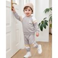 thumbnail image 4 of Toddler Baby Boy Clothes 18 Months Boys Fall Winter Outfits 24 Months Boys Long Sleeve Color-blocked Sweatshirt Pants 2PCS Clothing Set Gray, 4 of 6