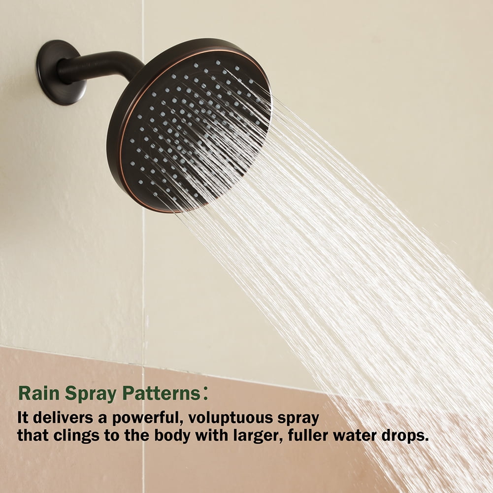 Kepooman 6-Inch Circular Large Rainfall Oil Polished Bronze Shower Head, 360°Adjustable Angles Single Wall-Mount Showerhead, Bronze Kepooman 6-Inch Circular Large Rainfall Oil Polished Bronze Shower Head, 360°Adjustable Angles Single Wall-Mount Showerhead, Bronze