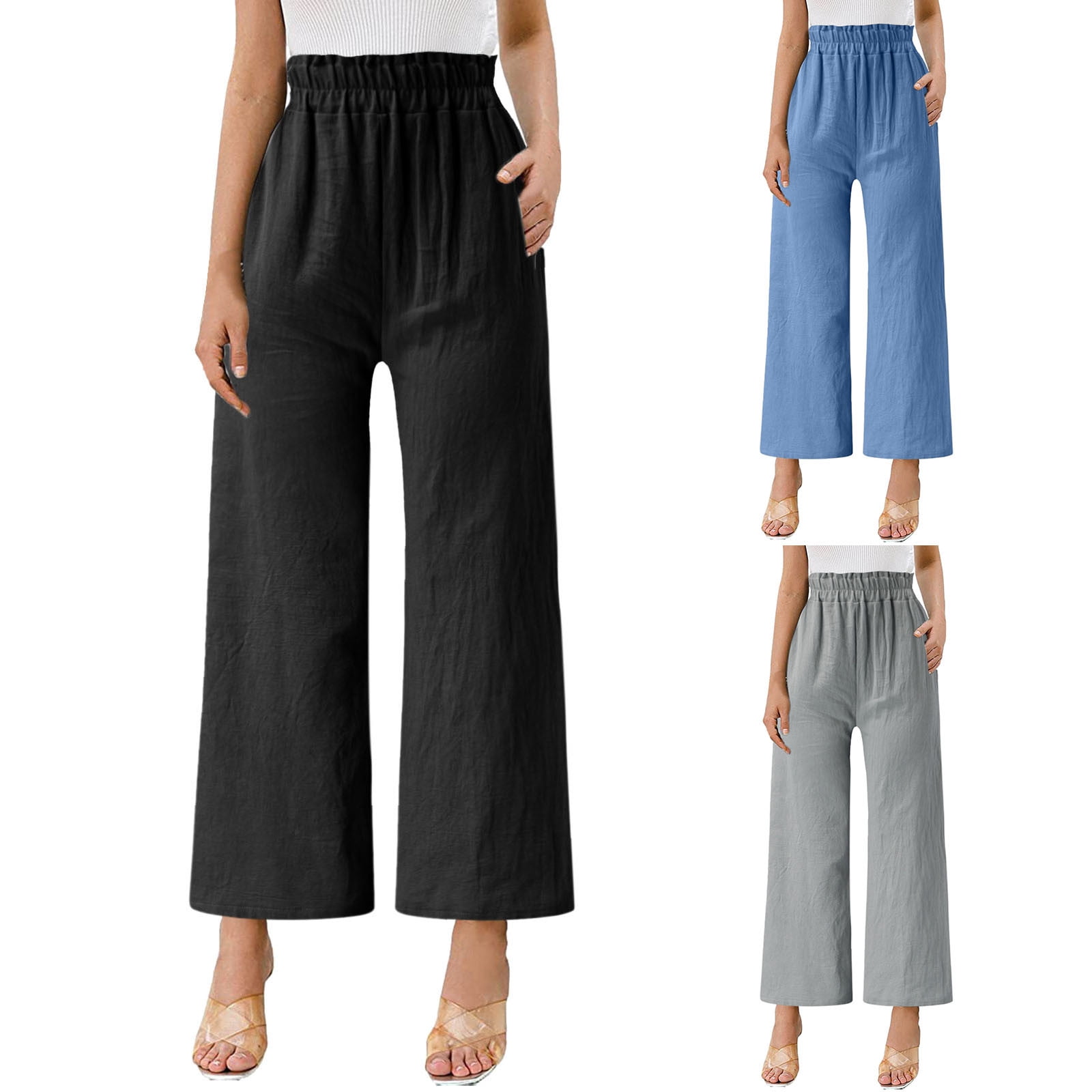 HSMQHJWE White Stag Pull On Pants For Women All Day Wear Linen Loose Women'S  Simple Casual Casual Pants Cotton And Linen Trouser Solid Cotton Pants  Pants Women'S Trouser Pants 