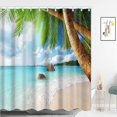 thumbnail image 1 of Cortina de baño de playa tropical, tela impermeable de poliéster, decoración de baño (tropical), 1 of 4