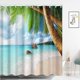 thumbnail image 1 of Cortina de baño de playa tropical, tela impermeable de poliéster, decoración de baño (tropical), 1 of 4