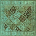 thumbnail image 1 of Ahgly Company Indoor Square Oriental Turquoise Blue Industrial Area Rugs, 6' Square, 1 of 4