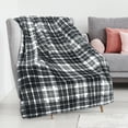 thumbnail image 3 of Tirrinia Buffalo Plaid Fleece Blanket, Super Soft Warm Comfy Flannel Fleece for Bedding, Couch Cabin Throw, Decorative Blankets, Black & Grey, TV Throw Measures 50" x 60", 3 of 8