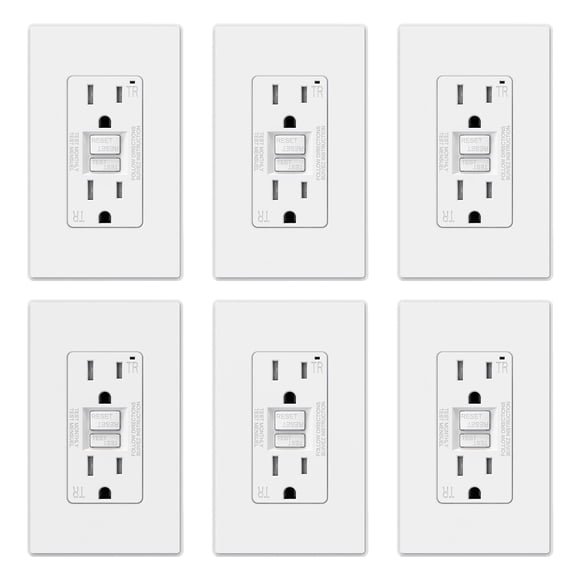 Salida GFCI ELEGRP de 15 amperios con autocomprobación con diseño más delgado, paquete de 6