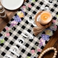 thumbnail image 3 of Easter Bunny Gnomes Table Runner - 108 Inch Long Spring Easter Eggs Floral Black Plaid Cotton and Linen Blended Dress Scarves Farmhouse Table Runner for Kitchen Dining, Coffee Table, 13" x 108", 3 of 8