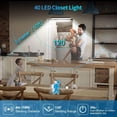 thumbnail image 5 of Lámpara de armario con 40 LED, inalámbrica, recargable por USB, magnetizada, sensor de movimiento, 4 modos de iluminación, portátil. Luz de armario, luz portátil de emergencia, luz de noche para, 5 of 5