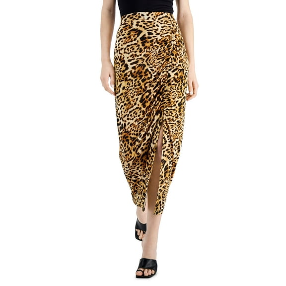 INC International Concepts Ruched Skirt Caterina Cheetah S