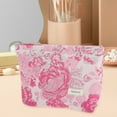 thumbnail image 6 of Unique Bargains 1 Pc Lightweight Clutch Elegant Jacquard Large Makeup Bag for Vacation Pink Canvas, 6 of 6