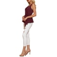 thumbnail image 3 of INSPIRE CHIC Haut d'Été Sans Manches à Encolure en V Portefeuille à Taille Nouée pour Femme P Rouge Vin, 3 of 6