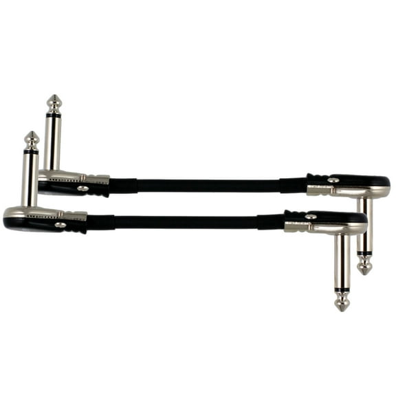 2-Pack 6" S-Shape Castline Silver Mogami 2319 Guitar Pedal Board Patch Cable TS Low Profile Pancake Connector
