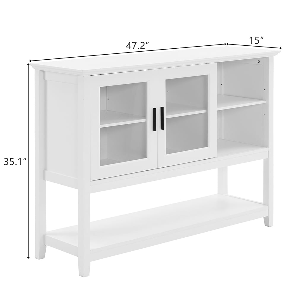 Kadyn Storage Sideboard Buffet Cabinet, Kitchen Storage Cabinet with Double Doors and Double Inner Compartments, Accent Storage Cabinet for Kitchen, White Kadyn Storage Sideboard Buffet Cabinet, Kitchen Storage Cabinet with Double Doors and Double Inner Compartments, Accent Storage Cabinet for Kitchen, White