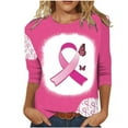 thumbnail image 2 of Alkepwun Breast Cancer Shirt for Women Pink Ribbon Inspirational Tops Butterfly Heart Graphic Tees Fighting Survivor Gifts 3/4 Sleeve Tops, 2 of 4