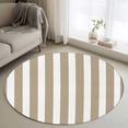 thumbnail image 2 of Beige Striped Large Area Rugs for Bedroom Living Room, Soft Non Slip Carpet Bedside Rug, Modern Farmhouse Beige White Stripes Round Floor Cover Kitchen Accent Rug 3' for Dining Room/Office, 2 of 9