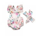 thumbnail image 5 of 2PC Newborn Baby Girls Clothes Floral Jumpsuit Romper Playsuit Headband Outfits 0-24 Months, 5 of 5