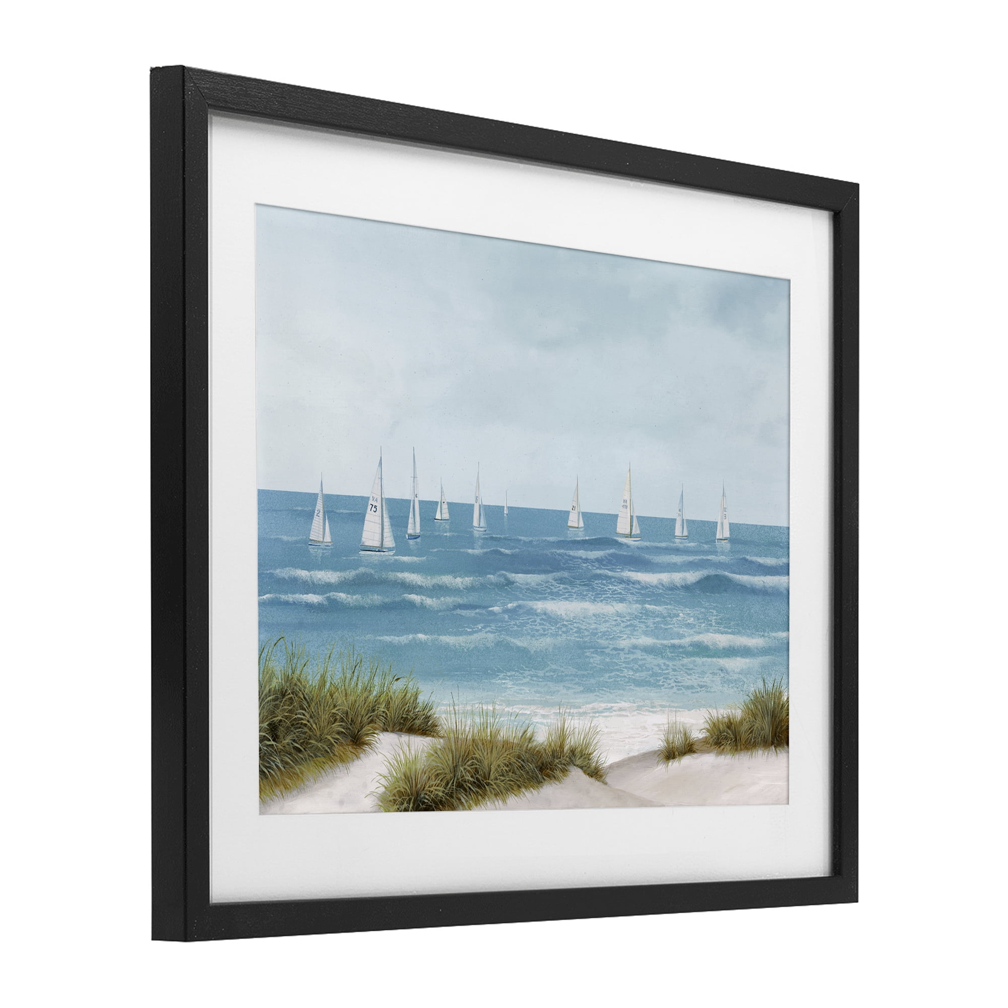 Stupell Industries Sail Away Seaside Boats Black Framed Print Under Glass, design by Lorenzo Collective