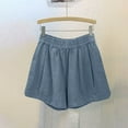 thumbnail image 2 of THDHVS Girls Casual Shorts,Kids Shorts,Solid Color Linen Blend Wide Leg Shorts with Elastic Waist for Boys and Girls Summer Casual Style Blue, 2 of 3